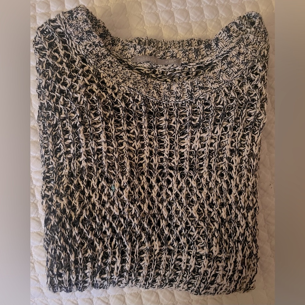 Rubbish • Women’s 3/4 Sleeve Knit Pullover Sweater • Hunter Green & White • S